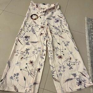 Floral cropped linen pant